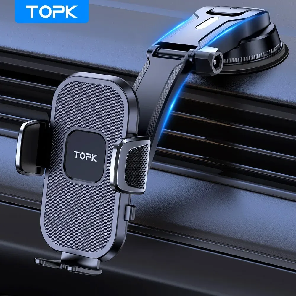 TOPK Support de téléphone de voiture à gravité pour iPhone, Xiaomi et Samsung, pour tableau de bord, pare-brise et grille d'aération 10