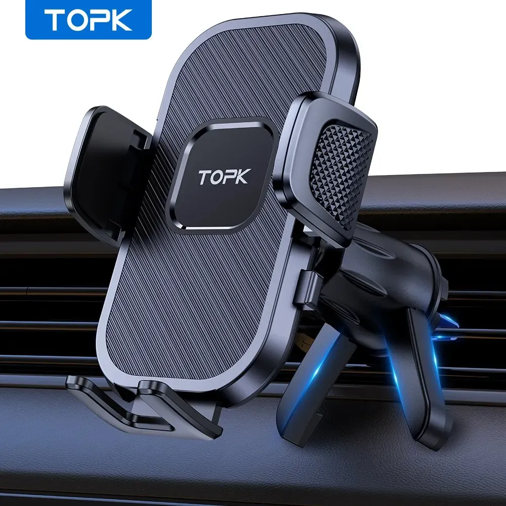 TOPK Support de téléphone de voiture à gravité pour iPhone, Xiaomi et Samsung, pour tableau de bord, pare-brise et grille d'aération 8