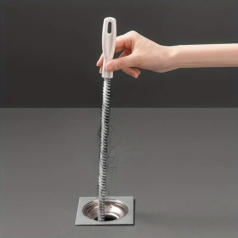 Brosse de dragage pour tuyaux à long manche flexible, outil de débouchage pour cuisine, salle de bains, évier et égouts, retrait de cheveux et d'obstructions 2