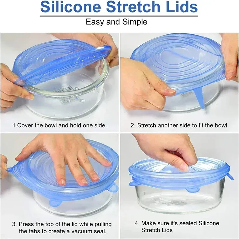 Couvercle extensible en silicone réutilisable, couvercle alimentaire pour conservation de la fraîcheur 4