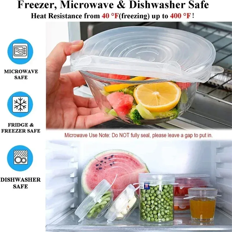 Couvercle extensible en silicone réutilisable, couvercle alimentaire pour conservation de la fraîcheur 5