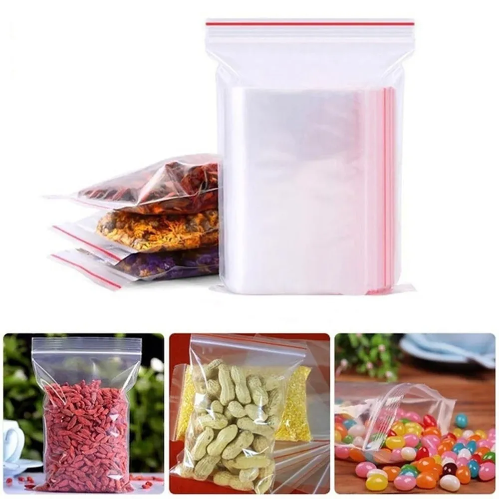 1000 pièces de petits sacs en plastique à fermeture éclair, sacs transparents refermables pour le rangement 2