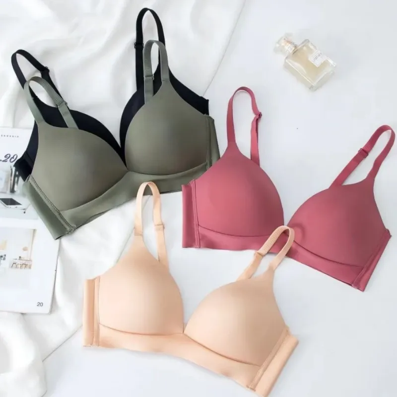 Soutien-gorge push-up sans couture au style japonais, confortable et sans armatures, pour femme, décolleté en V profond, bralette, bonnets 3/4, lingerie du quotidien confortable, tailles S à XL
