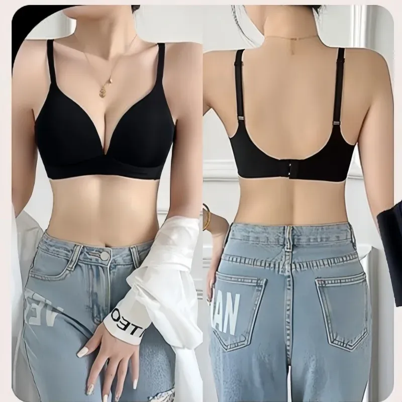 Soutien-gorge push-up sans couture au style japonais, confortable et sans armatures, pour femme, décolleté en V profond, bralette, bonnets 3/4, lingerie du quotidien confortable, tailles S à XL 4