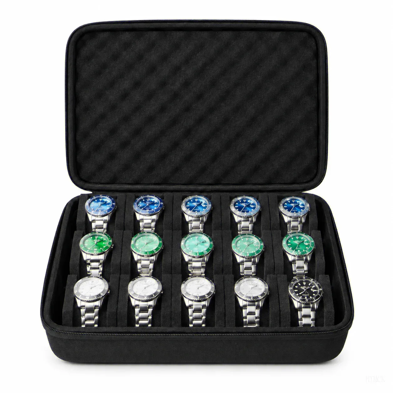 Boîte de rangement pour montres HTMCK à 15 compartiments, étui de présentation portable - Image 1