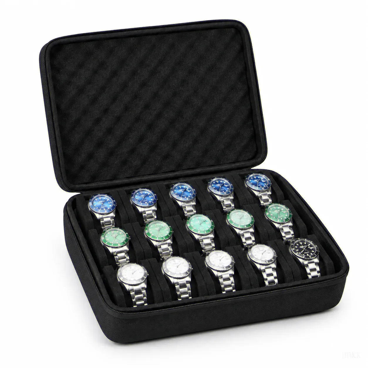 Boîte de rangement pour montres HTMCK à 15 compartiments, étui de présentation portable 6