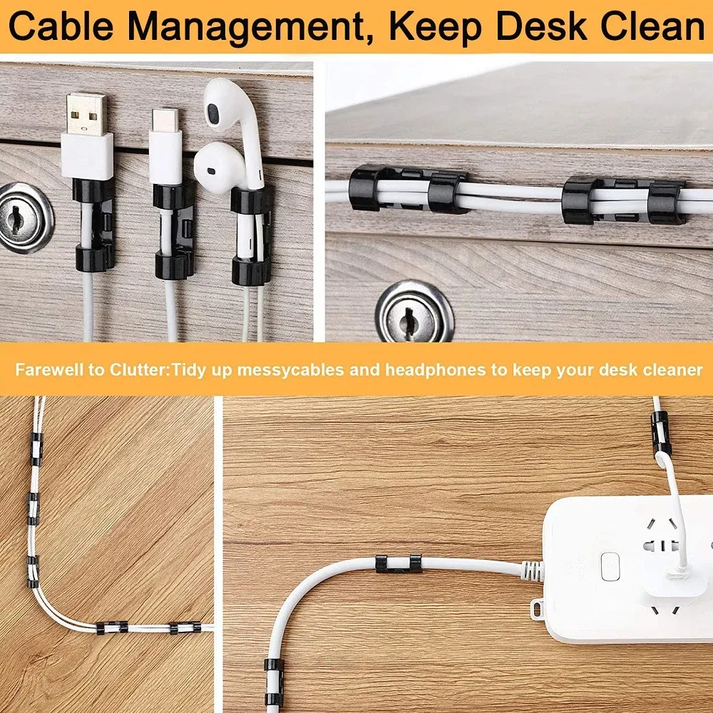 Clips auto-adhésifs de gestion des câbles pour bureau, lot de 5 ou 20 2