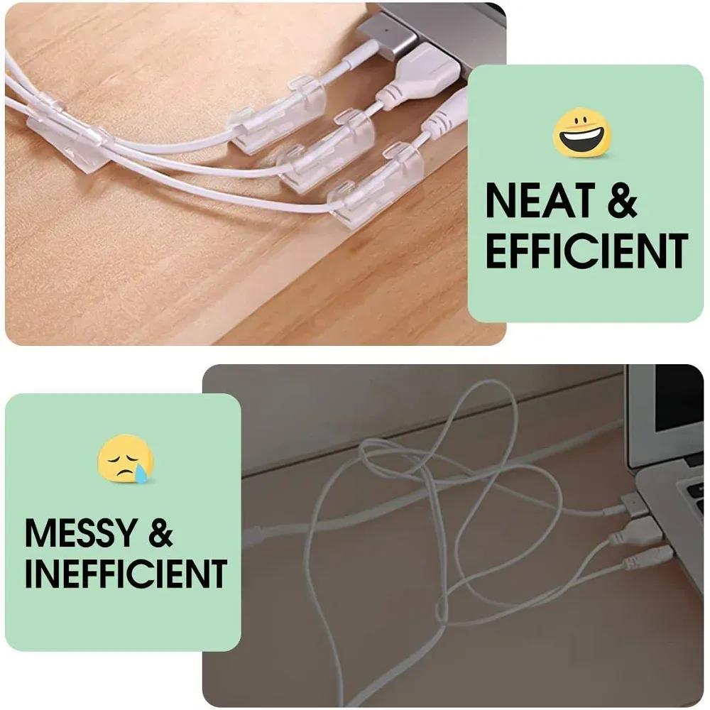 Clips auto-adhésifs de gestion des câbles pour bureau, lot de 5 ou 20 4