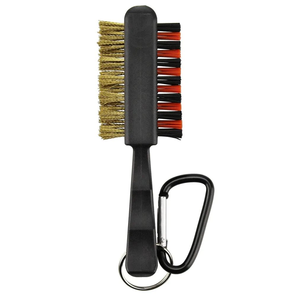 Brosse de nettoyage pour tête de club de golf, brosse double face en laiton et nylon avec porte-clés 5