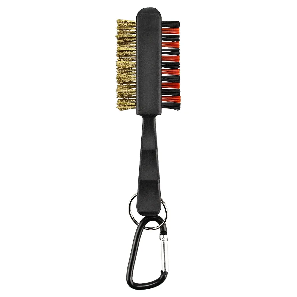 Brosse de nettoyage pour tête de club de golf, brosse double face en laiton et nylon avec porte-clés 7