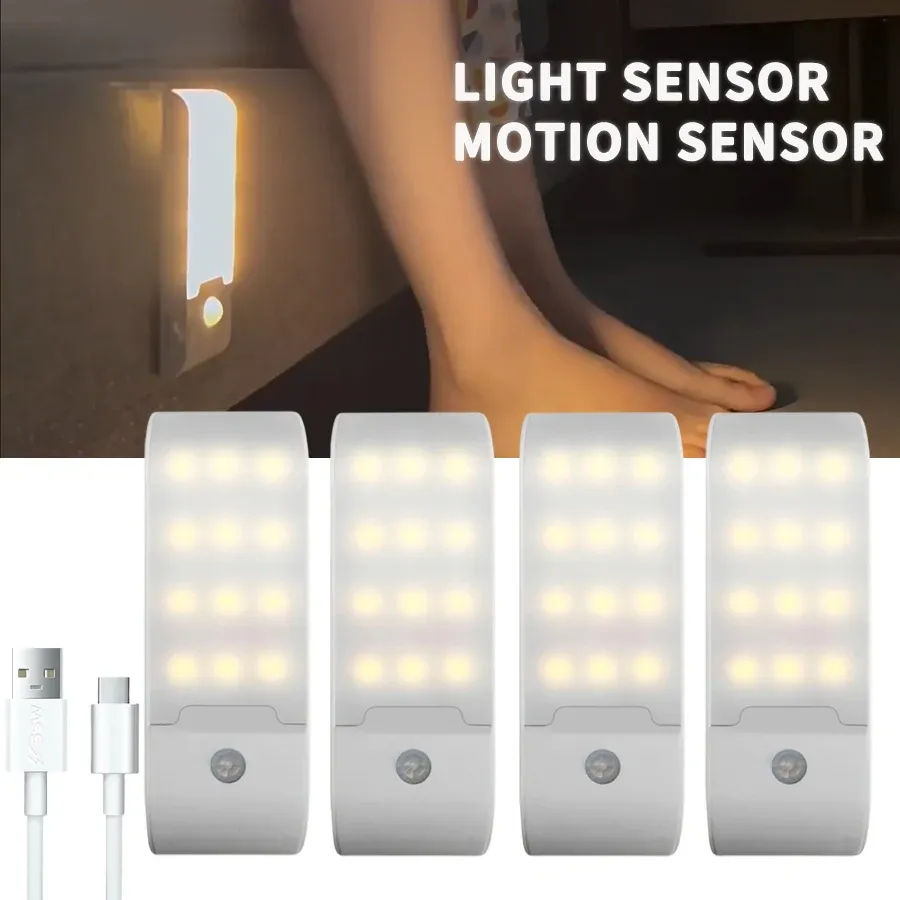 Veilleuse LED à capteur de mouvement, rechargeable et magnétique, idéale pour placard, escaliers, couloir, chambre ou cuisine - Image 1