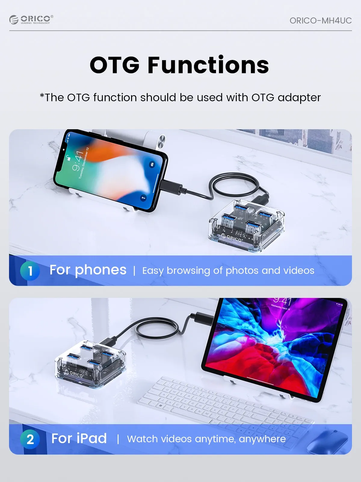 Hub USB ORICO en situation d'utilisation