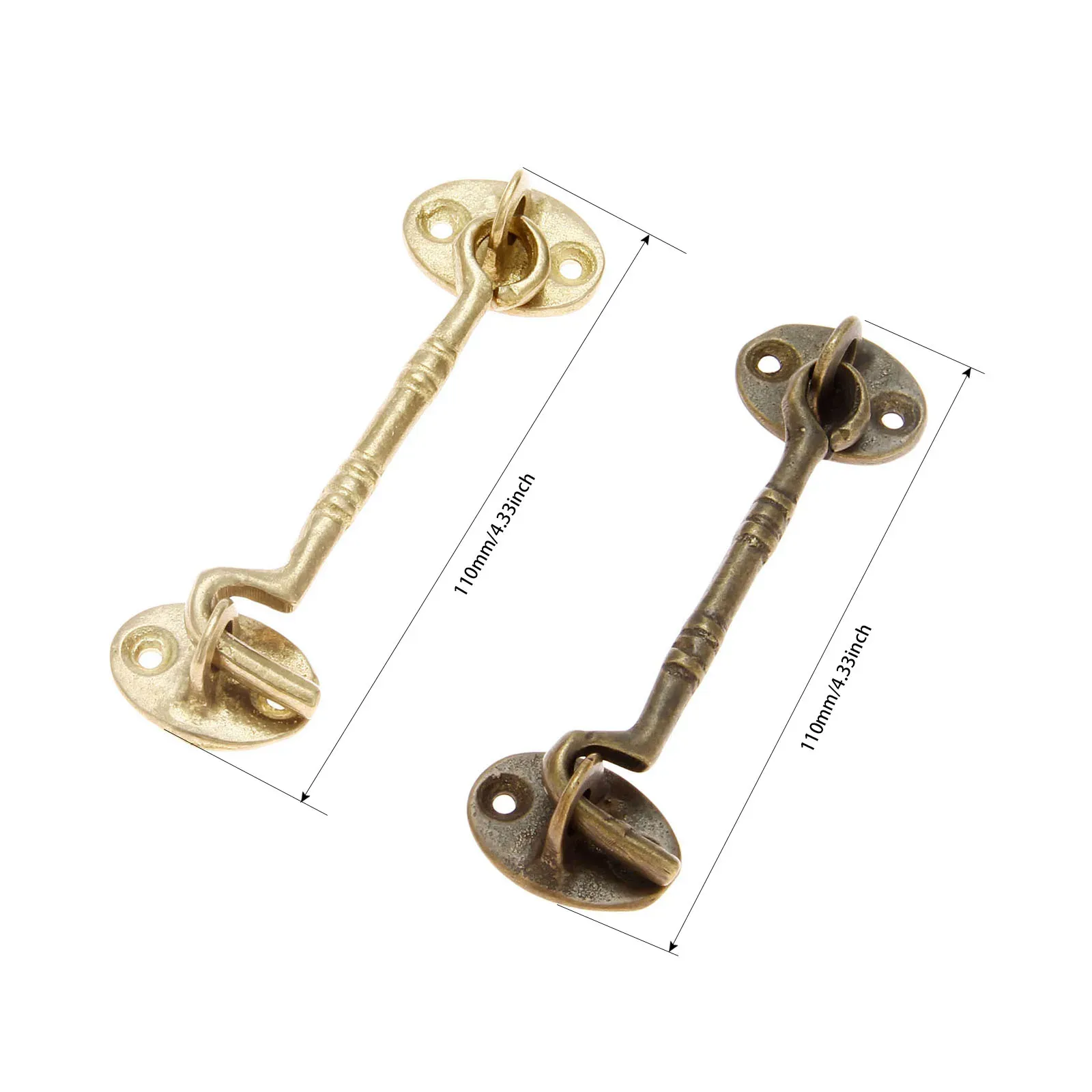 Loquet à crochet et œillet en bronze antique, crochet de cabine et œillet en laiton, loquet rapide pour armoire, porte, fenêtre, cabine, abri de jardin, 11 cm 2