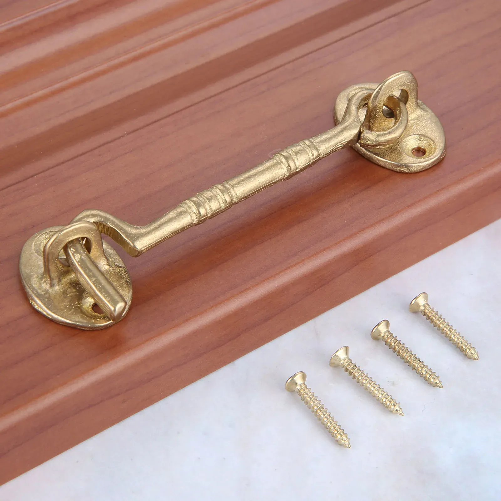 Loquet à crochet et œillet en bronze antique, crochet de cabine et œillet en laiton, loquet rapide pour armoire, porte, fenêtre, cabine, abri de jardin, 11 cm 8