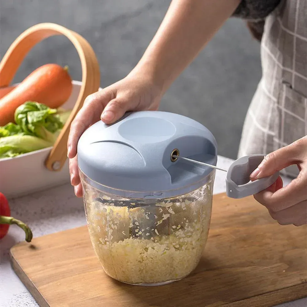 Hachoir à ail manuel à traction, mini hachoir à légumes et robot de cuisine à main pour oignon, gingembre, fruits et noix, lave-vaisselle compatible 4