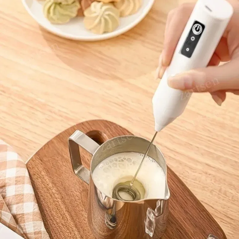 Mousseur à lait USB rechargeable mini, 3 vitesses, fouet électrique pour café et mélangeur à œufs - Image 1