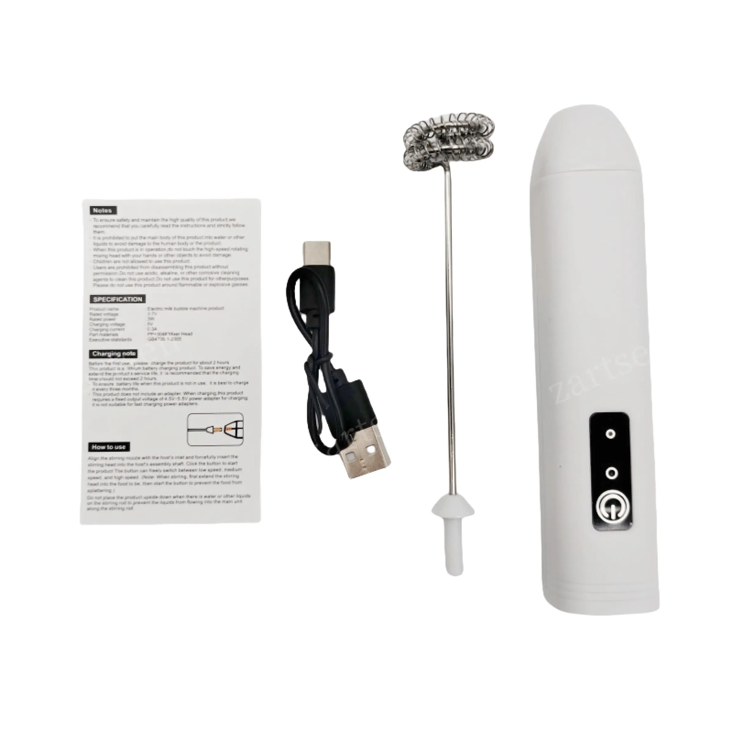 Mousseur à lait USB rechargeable mini, 3 vitesses, fouet électrique pour café et mélangeur à œufs 4