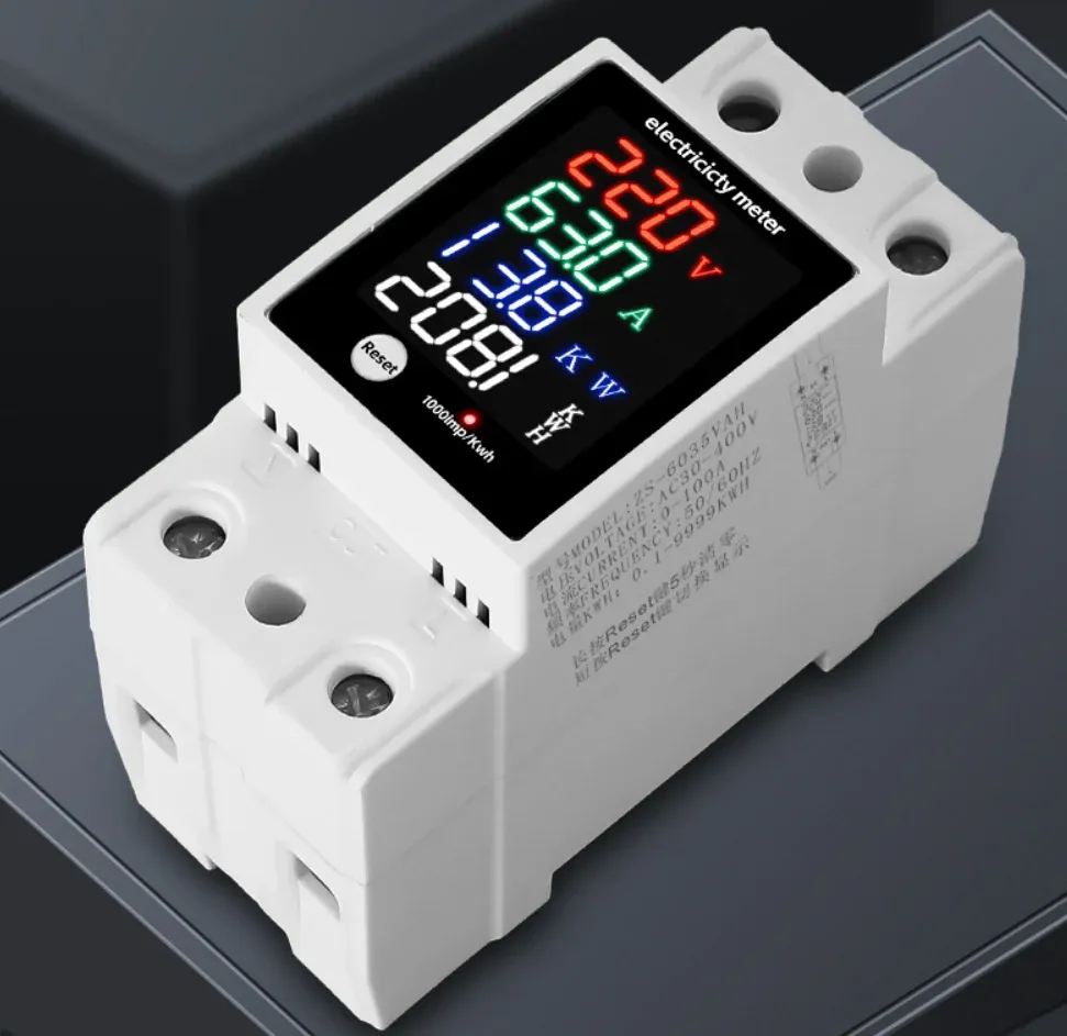 Compteur électrique multifonctionnel sur rail DIN, vue d'ensemble