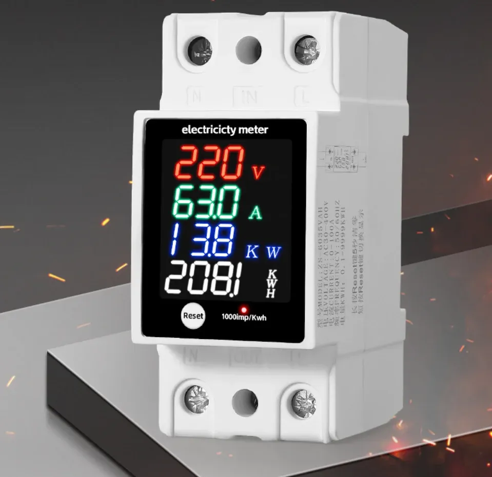 Affichage LED couleur du compteur électrique en fonctionnement