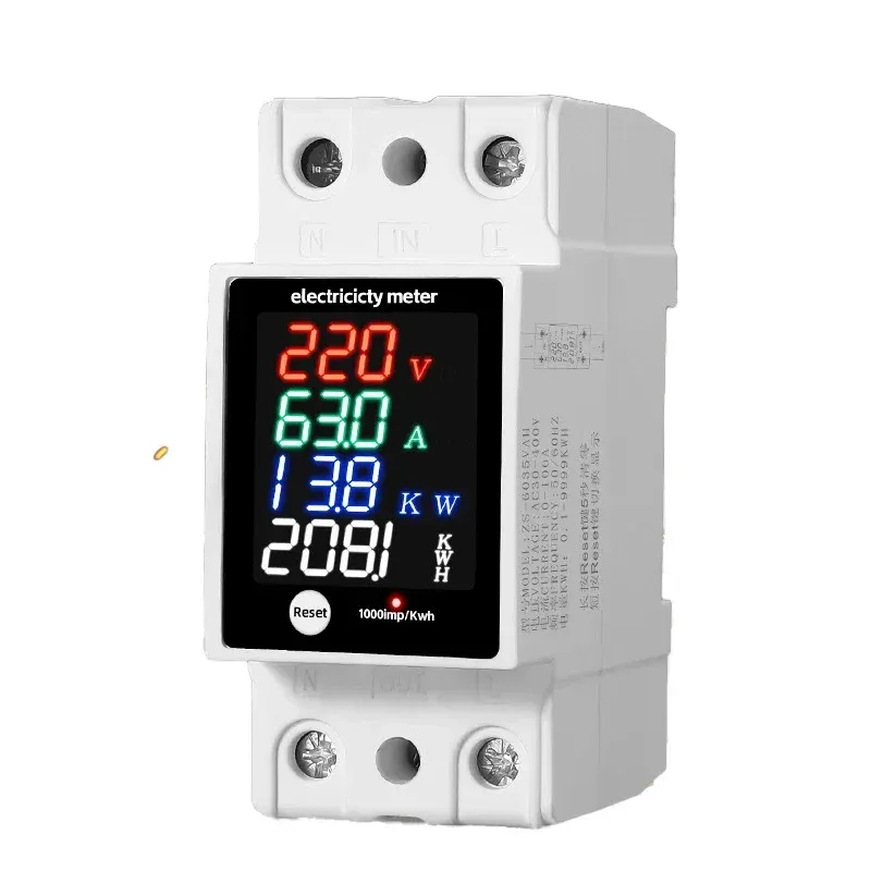 Compteur d'énergie numérique sur rail DIN AC 30-400 V, avec voltmètre, ampèremètre, wattmètre, fréquencemètre et moniteur de puissance, pour usage domestique 7