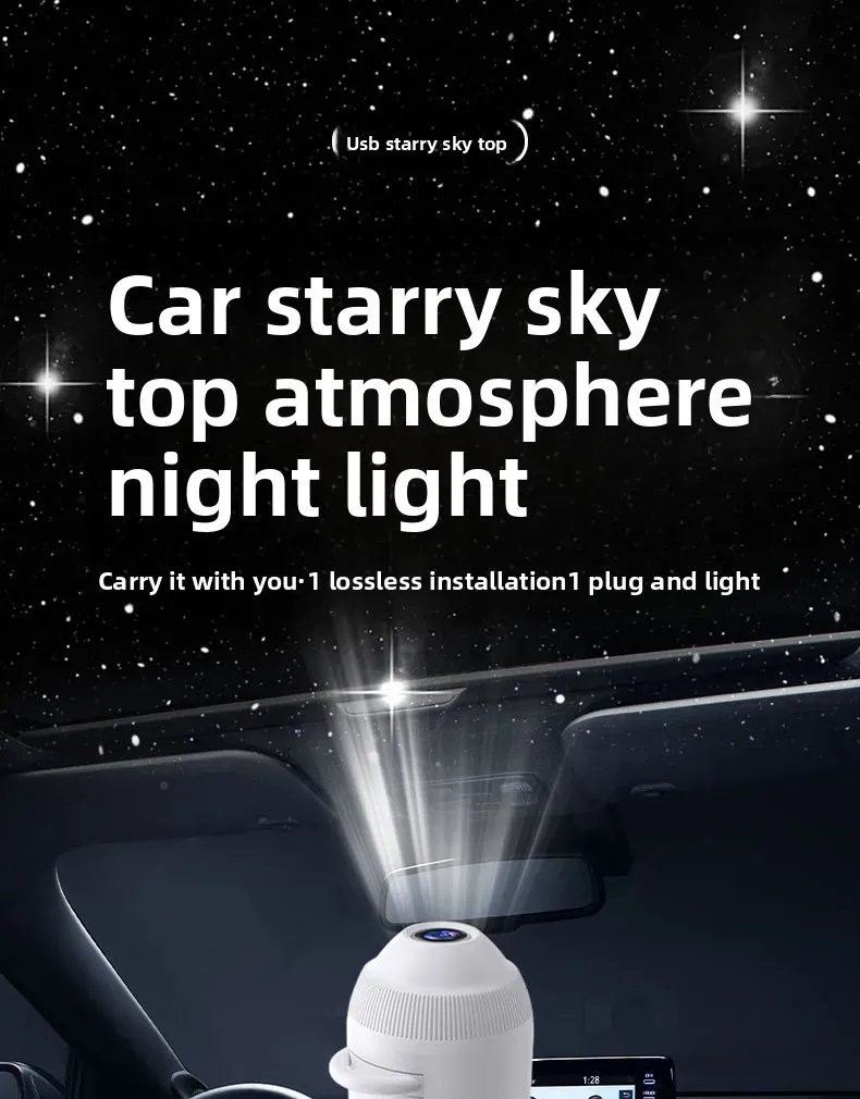 Projecteur ciel étoilé en situation dans un habitacle de voiture