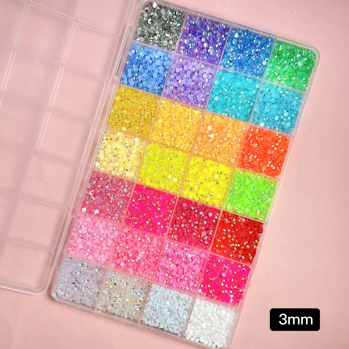 Kit de Strass pour Ongles Effet Diamant 3D Multicolore 3 mm en Résine, Bijoux DIY pour Coques de Téléphone et Accessoires de Nail Art 2