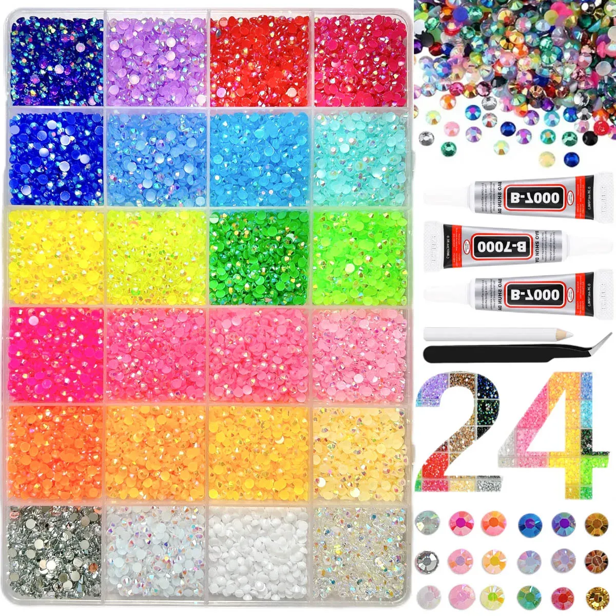 Kit de Strass pour Ongles Effet Diamant 3D Multicolore 3 mm en Résine, Bijoux DIY pour Coques de Téléphone et Accessoires de Nail Art 9