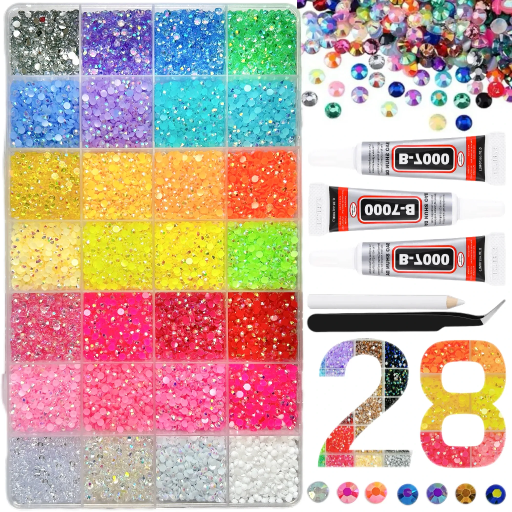 Kit de Strass pour Ongles Effet Diamant 3D Multicolore 3 mm en Résine, Bijoux DIY pour Coques de Téléphone et Accessoires de Nail Art 10