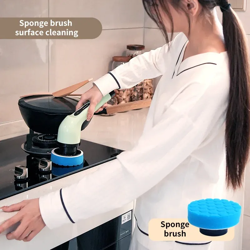 Brosse de nettoyage électrique 9 en 1 à rotation pour salon, cuisine et salle de bains 3