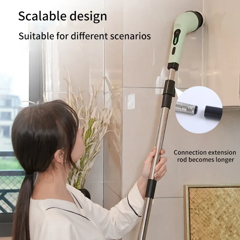 Brosse de nettoyage électrique 9 en 1 à rotation pour salon, cuisine et salle de bains 2