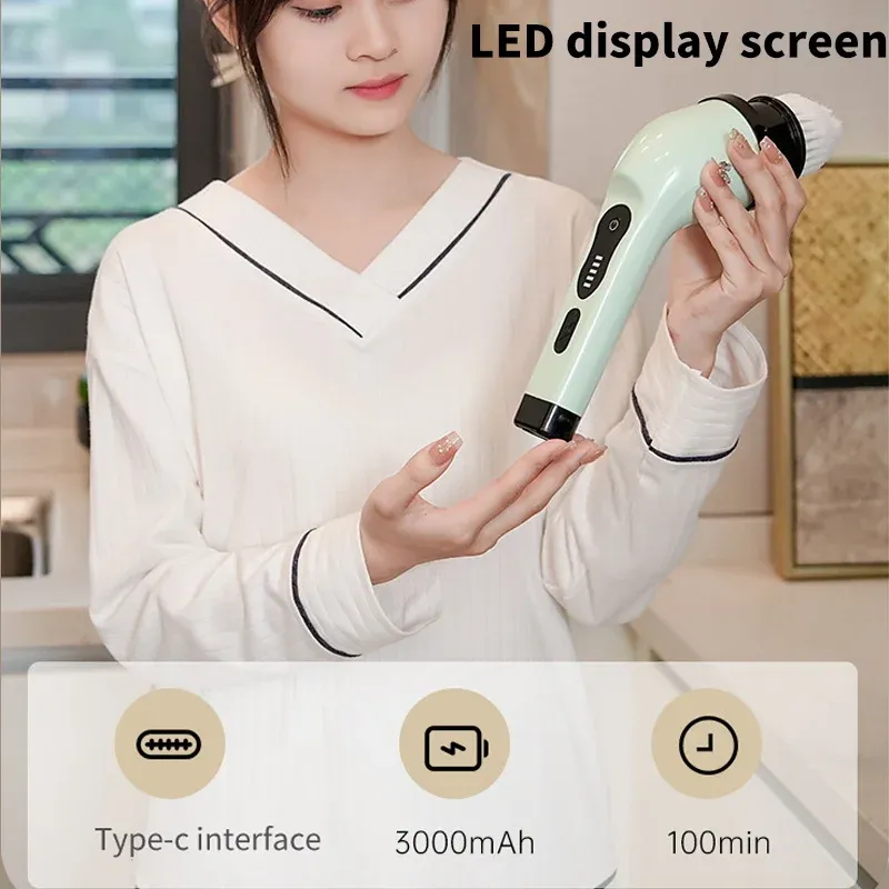 Brosse de nettoyage électrique 9 en 1 à rotation pour salon, cuisine et salle de bains 4