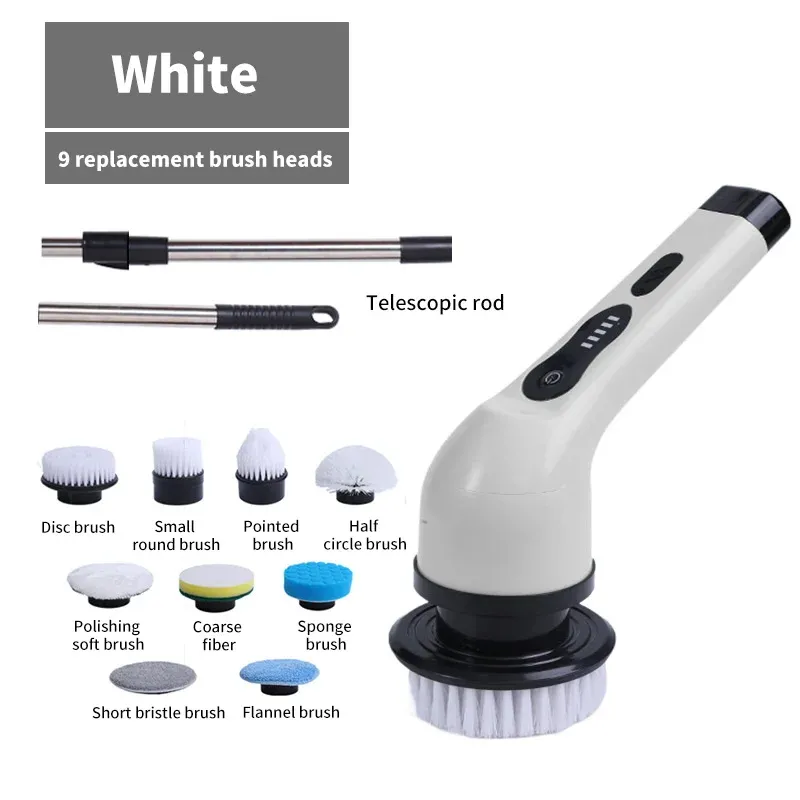 Brosse de nettoyage électrique 9 en 1 à rotation pour salon, cuisine et salle de bains 11