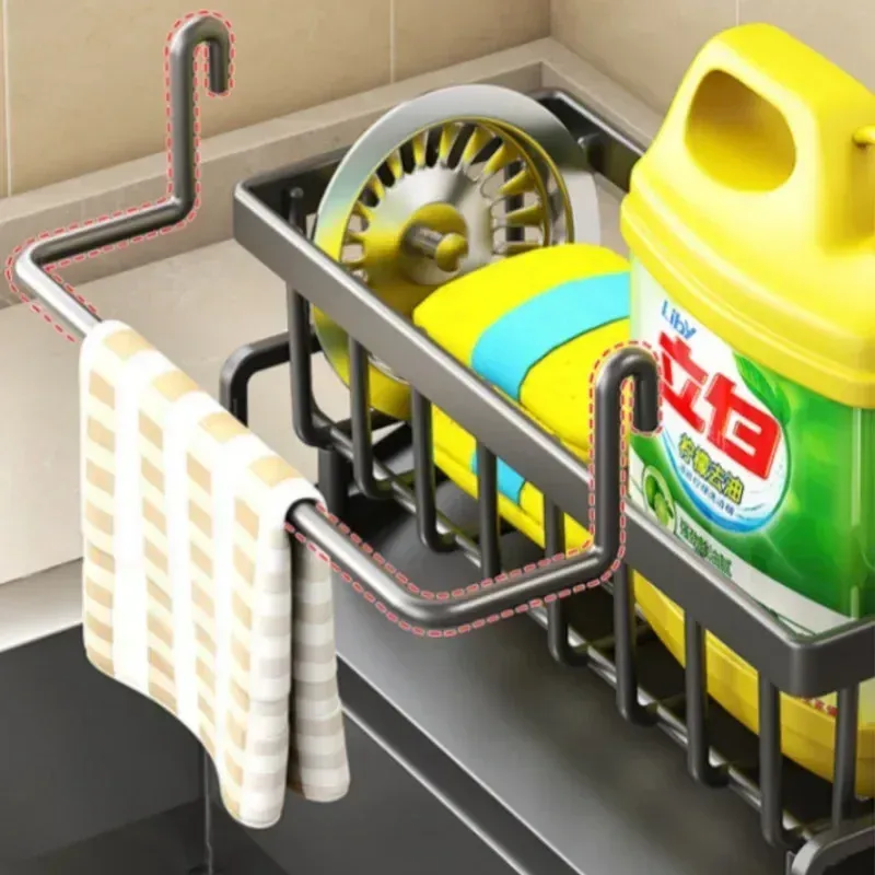 Égouttoir multifonctionnel pour éponges et torchons, organisateur de cuisine 4