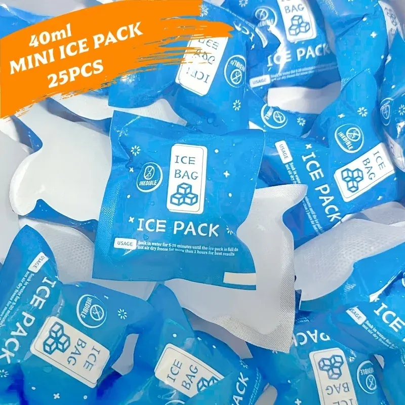 Lot de 100 sacs de glace auto-absorbants 7 x 7 cm, réutilisables, pour la conservation au frais des aliments et boissons 1