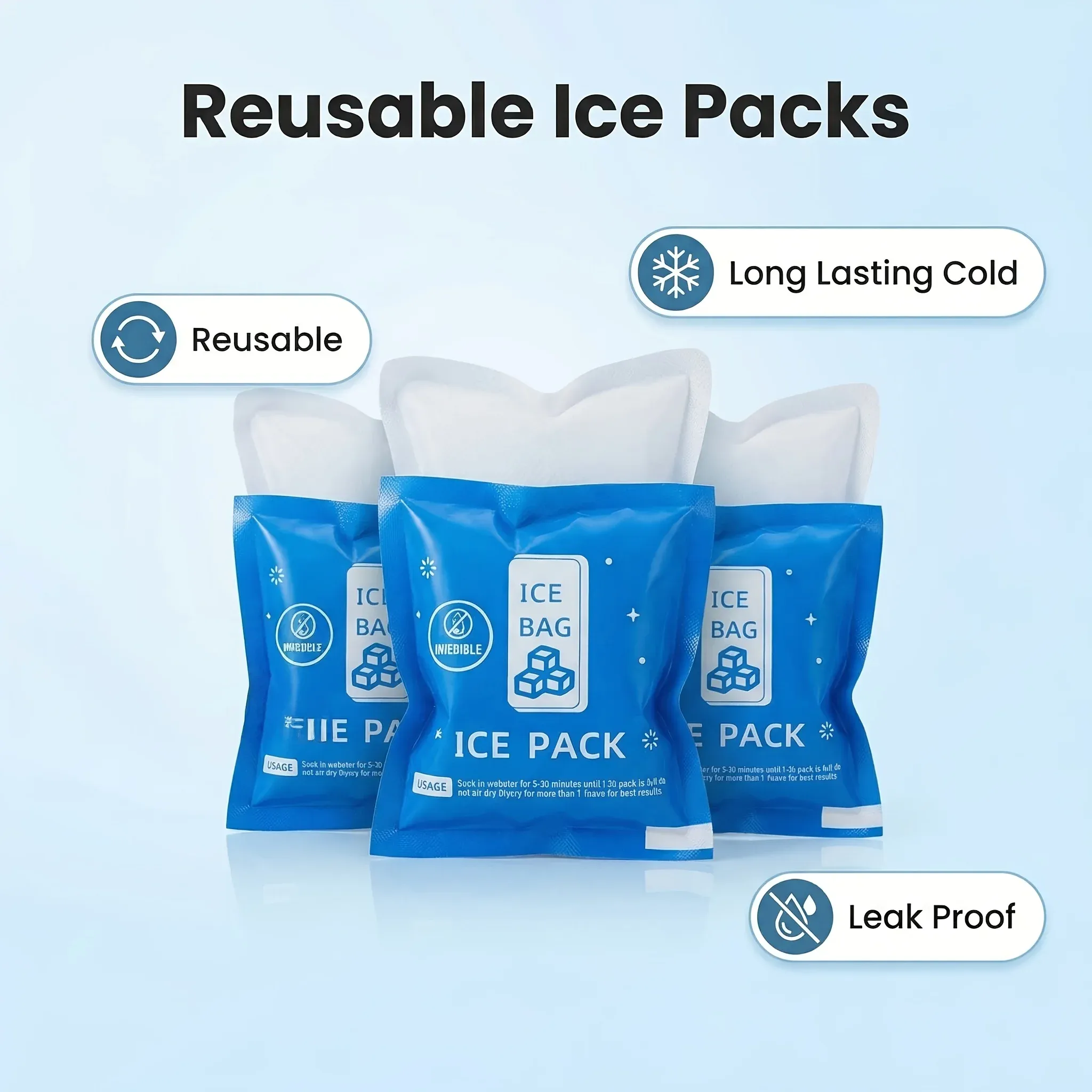 Lot de 100 sacs de glace auto-absorbants 7 x 7 cm, réutilisables, pour la conservation au frais des aliments et boissons 4