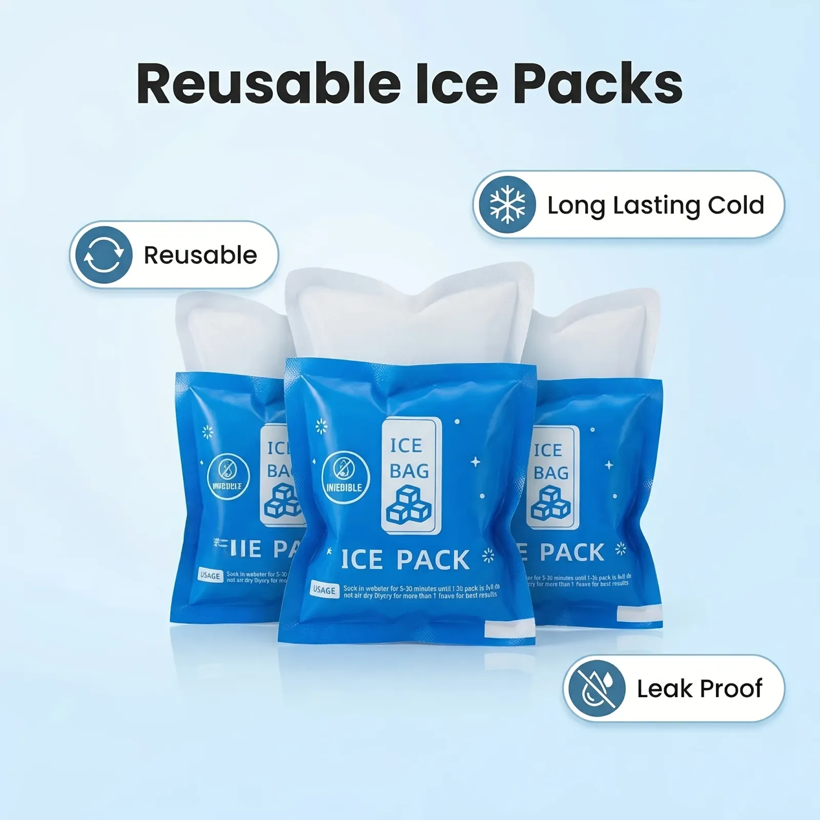 Sachets de glace réutilisables, détail du produit