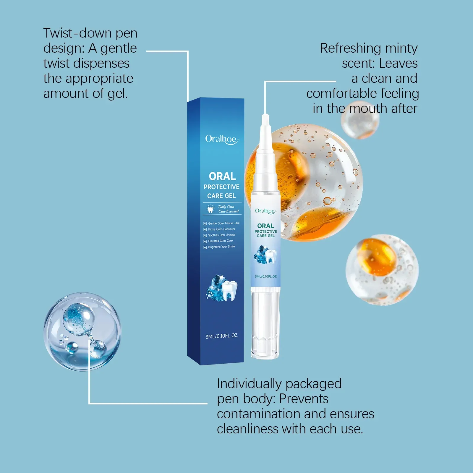 Gel de Soin des Gencives Apaisant pour Haleine Fraîche et Élimination des Taches Dentaires, Format Portable 4