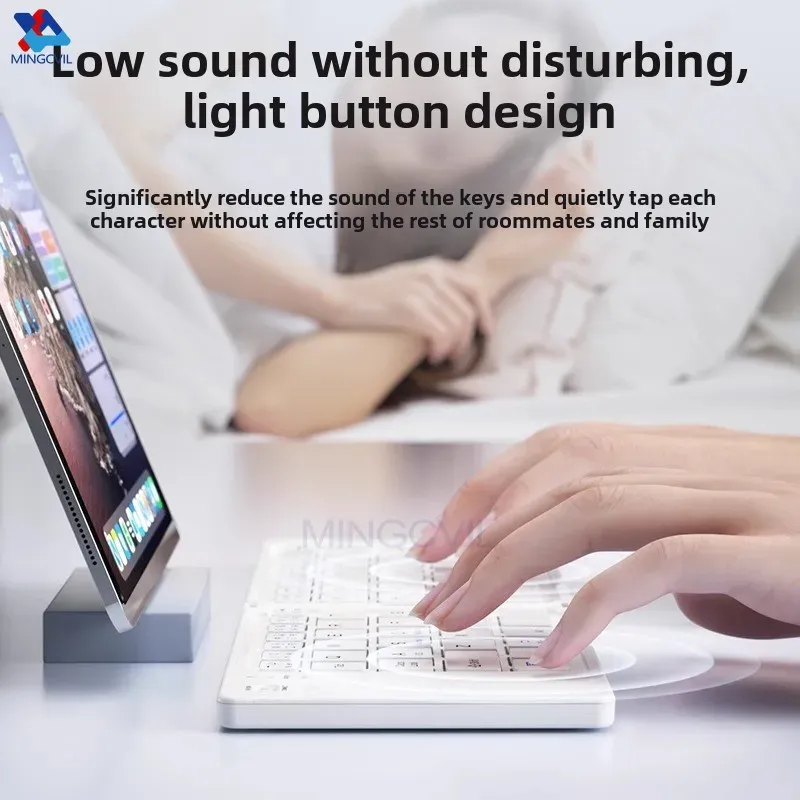 MINGCVIL Mini clavier sans fil pliable Bluetooth portable, fin et rechargeable, compatible iOS, Windows et Android 3