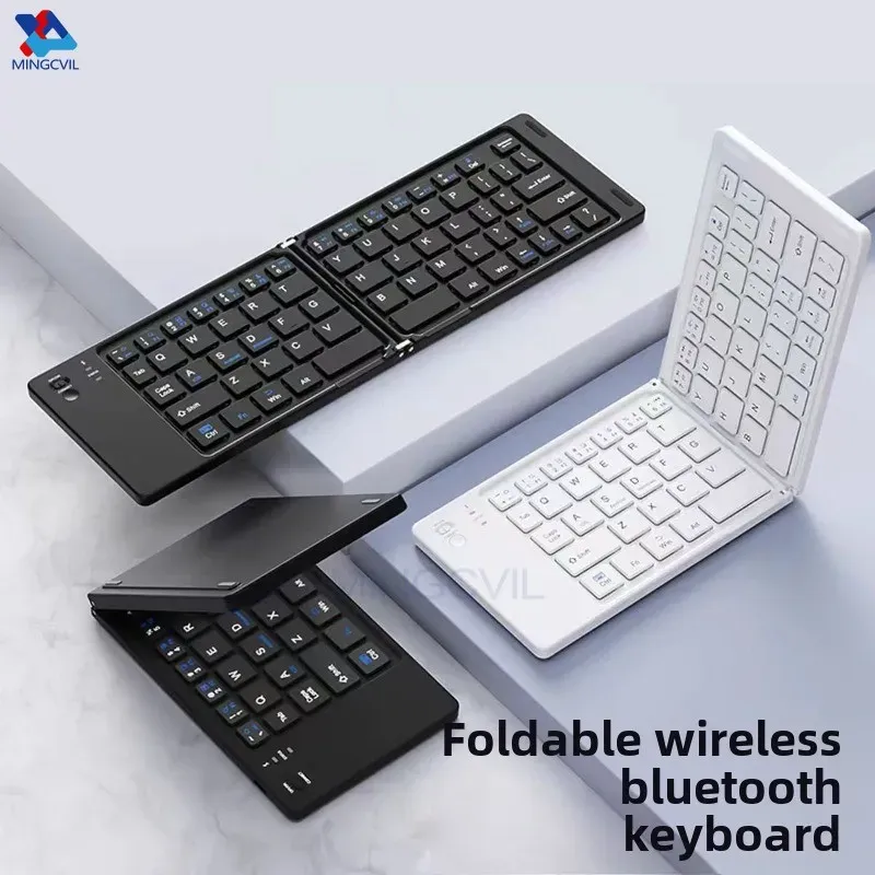 MINGCVIL Mini clavier sans fil pliable Bluetooth portable, fin et rechargeable, compatible iOS, Windows et Android