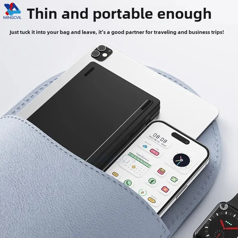 MINGCVIL Mini clavier sans fil pliable Bluetooth portable, fin et rechargeable, compatible iOS, Windows et Android 4