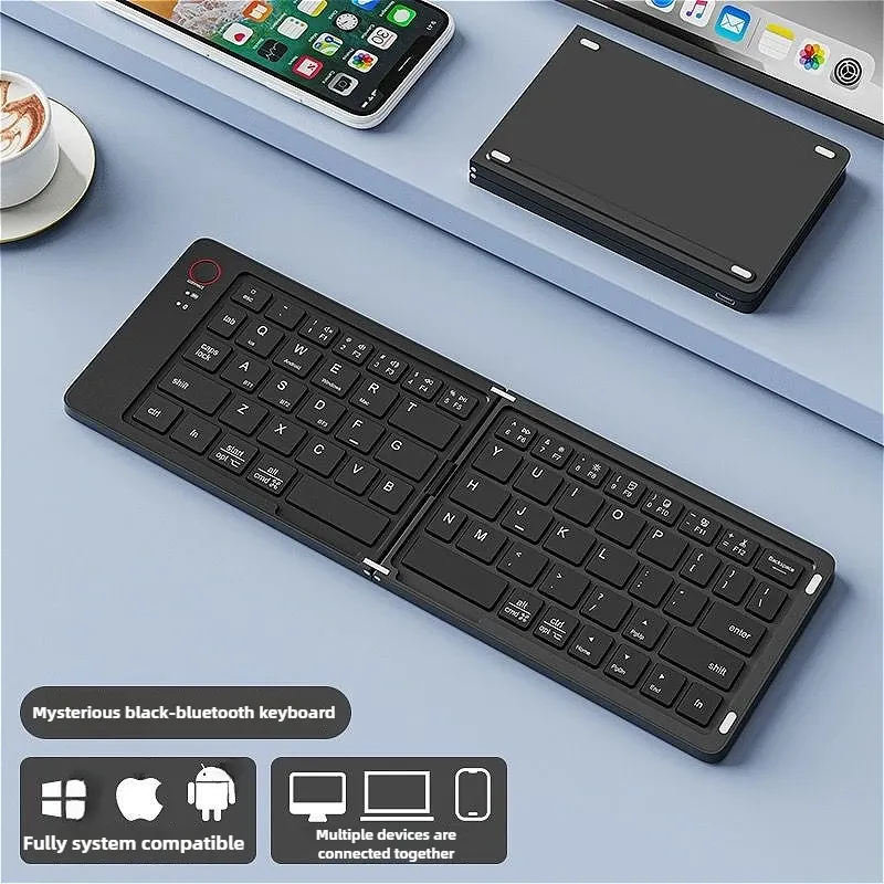 MINGCVIL Mini clavier sans fil pliable Bluetooth portable, fin et rechargeable, compatible iOS, Windows et Android 8