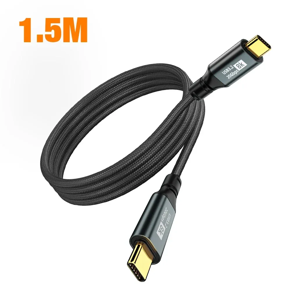Câble USB-C vers USB-C 100 W, USB 3.2 20 Gbit/s, Thunderbolt 3, 8K @ 60 Hz, compatible iPhone 15 Pro Max, MacBook et Samsung, 2 m / 3 m 7