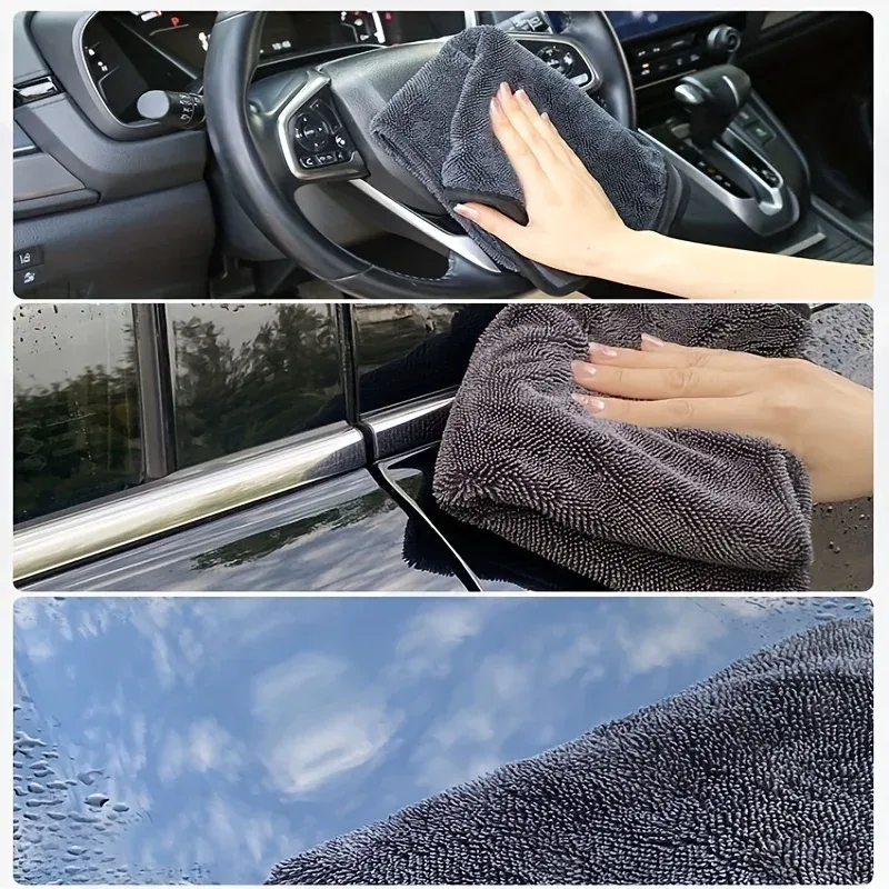 Lot de 5 chiffons de nettoyage en polyester, serviettes réutilisables ultra douces et non pelucheuses pour le détaillage automobile, la cuisine, la salle de bain et l'électronique, sans traces 5