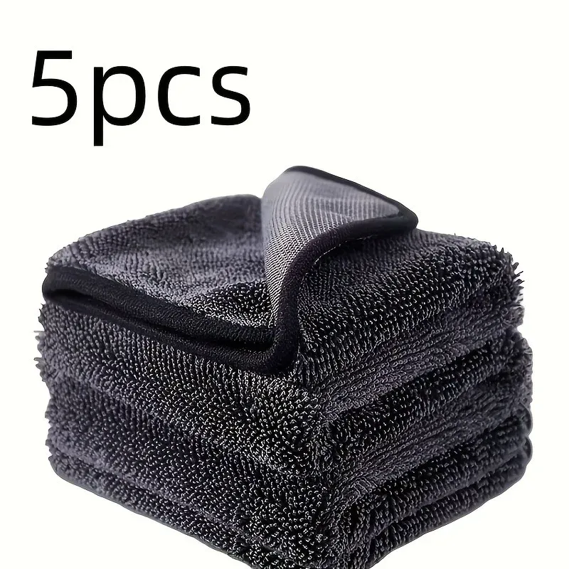 Lot de 5 chiffons de nettoyage en polyester, serviettes réutilisables ultra douces et non pelucheuses pour le détaillage automobile, la cuisine, la salle de bain et l'électronique, sans traces 7