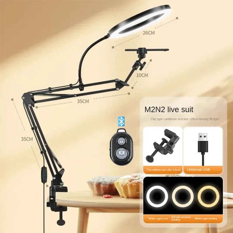 Support en direct pour téléphone portable, éclairage aérien professionnel, caméra de prise de vue fixe avec enregistrement d'instructions, bâton de selfie vidéo 11