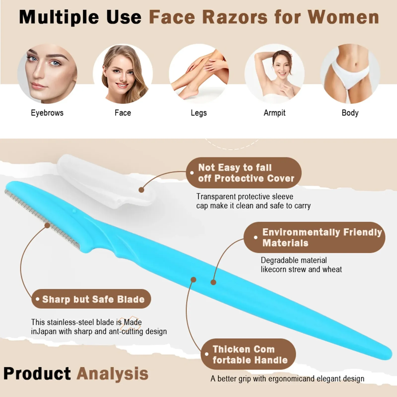 Rasoir à sourcils, capuchon de protection