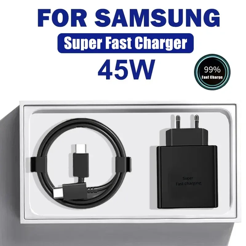 Chargeur Rapide 45W USB-C PD avec Câble Type C pour Samsung Galaxy S24 Ultra, S23, S22, S21, Note10, A54 et A34 1