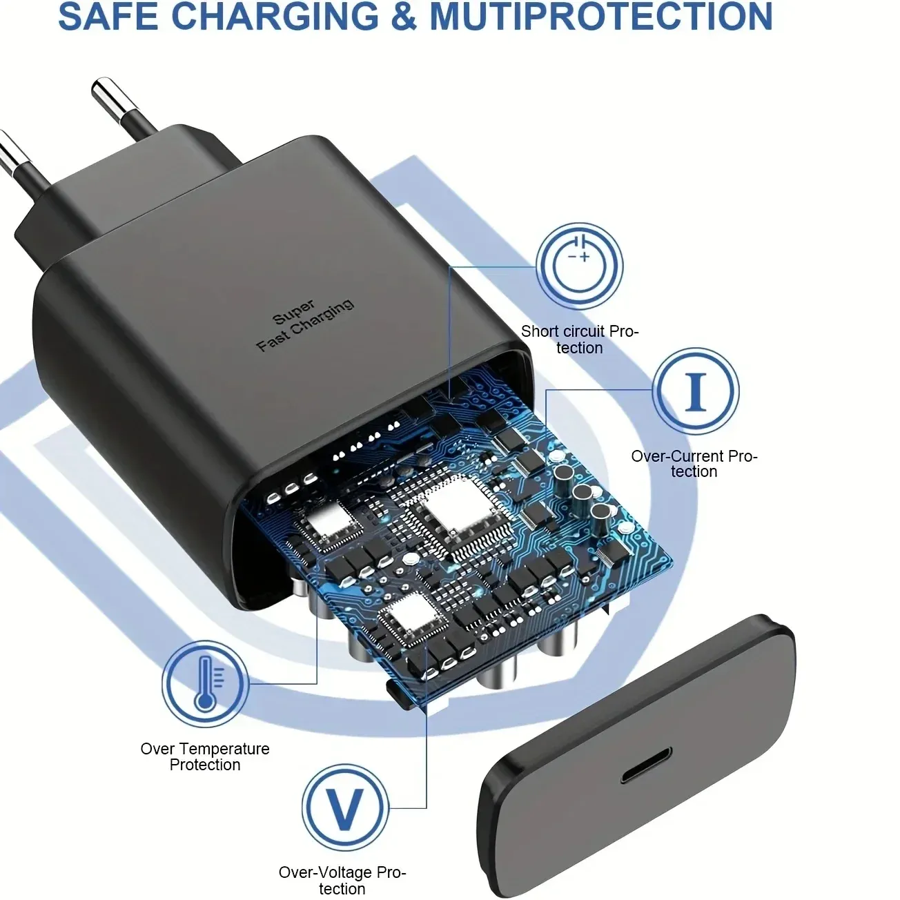 Chargeur Rapide 45W USB-C PD avec Câble Type C pour Samsung Galaxy S24 Ultra, S23, S22, S21, Note10, A54 et A34 4