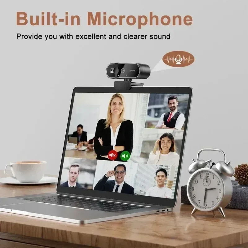 Webcam Full HD 4K avec microphone, autofocus, caméra 8 MP pour Windows, PC, ordinateur portable, iOS et MacBook 6
