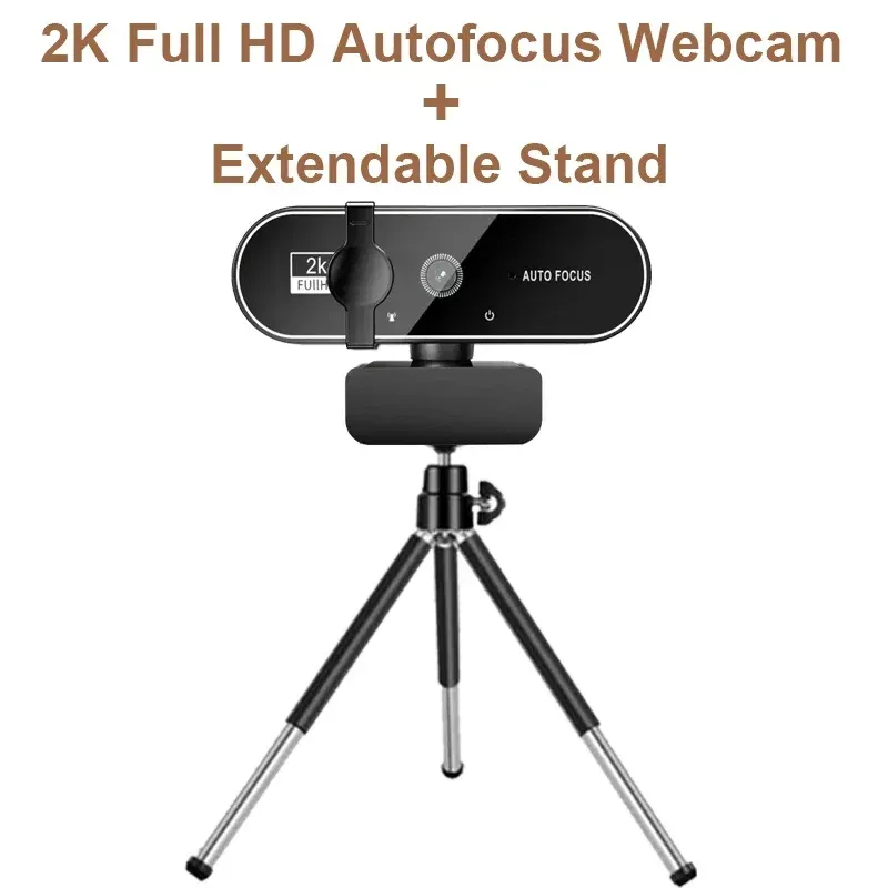Webcam Full HD 4K avec microphone, autofocus, caméra 8 MP pour Windows, PC, ordinateur portable, iOS et MacBook 10